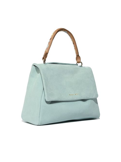 Borsa Sveva Peach Flowers Midi in suede con tracolla Acqua ORCIANI | BT2006 PEFACQ